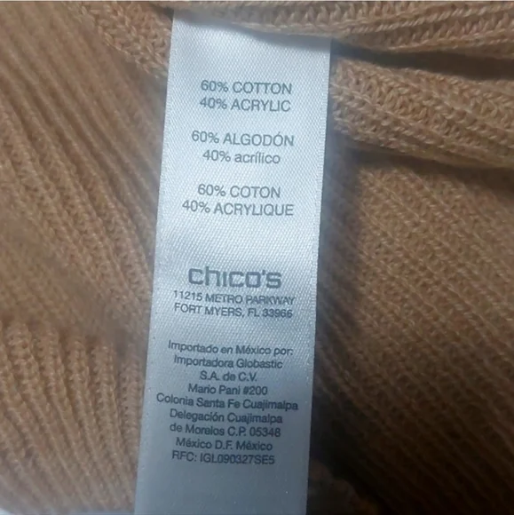 NWT CHICO'S Women's Camel Sleeveless with Cover-Up Sweater Size 3 US XL - Picture 5 of 9
